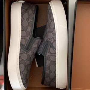 BLACK COACH MID PLATFORM SLIP ONS